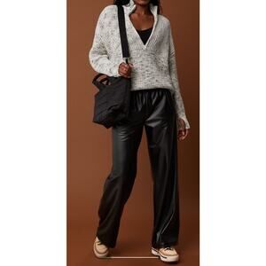 OFFLINE By Aerie Real Luxe Faux Leather Wide Leg Pant Size XL Long Black